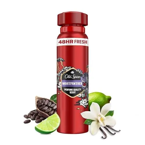 Produktbild: Old Spice Night Panther Deodorant Körperspray für Männer (150 ml), Herren, 48 h Frische, 0 % Aluminiumsalze, keine weißen Rückstände und gelben Flecken