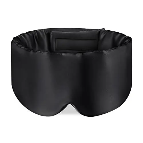 Produktbild: OLESILK 100% Maulbeerseide Schlafmaske Augenmaske mit verstellbarem Kopfband für Herren und Frauen, große Schlafmaske und Augenbinde für Nachtschlaf, Reisen und Nickerchen, Schwarz