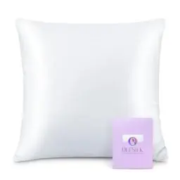 Produktbild: OLESILK Seide Kissenbezug Kissenhülle Haar- und Hautpflege mit Reißverschluss 16 Momme 1 Stück Weiß 40x40cm