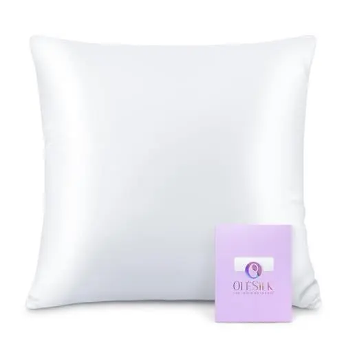 Produktbild: OLESILK Seide Kissenbezug Kissenhülle Haar- und Hautpflege mit Reißverschluss 16 Momme 1 Stück Weiß 40x40cm