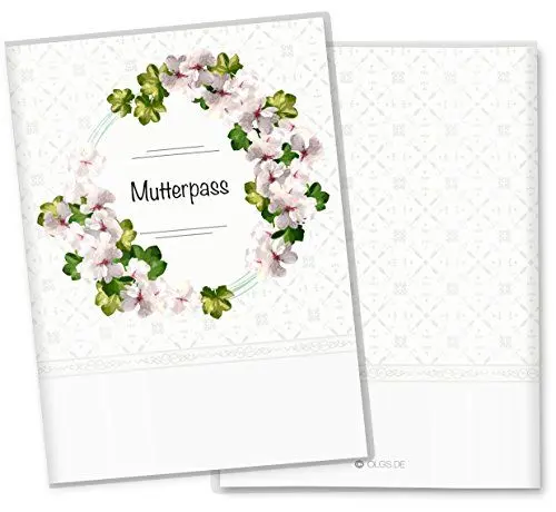 Produktbild: OLGS Mutterpasshülle 3-teilig Blumenkranz Schwangerschaft Geschenkidee Schutzhülle für den Mutterpass | Für werdende Mütter (Mutterpasshülle ohne Personalisierung, Magnolia)