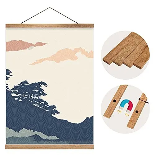 Produktbild: Olgs Holz Bilderrahmen hochwertig aus Eiche für Wandbilder, Poster und Fotos magnetisch DIN A4 | Posterleiste Posterschiene Holzrahmen Bilderleiste Klemmleiste (60cm, Eiche)