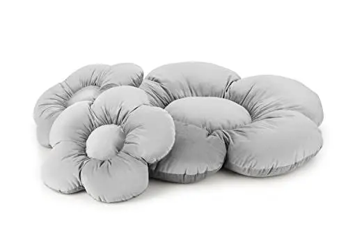 Produktbild: OLIFANT TOYS Flower Set Große Blumenboden Kissen, Plüsch bequemen Sitzkissen, Für Schlafzimmer Wohnzimmer Kinderzimmer, einzigartige Deko, weiche Kuschelkissen, Velours, Grau, 55 cm 98 cm