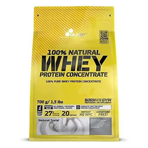 Produktbild: Olimp 100% Natural Whey Protein Concentrate - Reines Proteinpulver, Unterstützung beim Muskelaufbau, Niedriger Fett- und Zuckergehalt, 700g