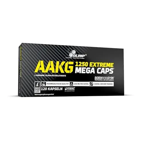 Produktbild: Olimp Sport Nutrition- AAKG Extreme Mega Caps (120 Kapseln). Enthält L-Arginin Alpha-Ketoglutarat (AAKG). 1er Pack (1 x 170,4 g Dose)