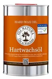Produktbild: OLI-NATURA Hartwachsöl - 1L, farblos, natur - Holzöl für Möbel, Treppen, Türen & mehr - geprüft Allergikerfreundlich, lebensmittelecht-zertifiziert