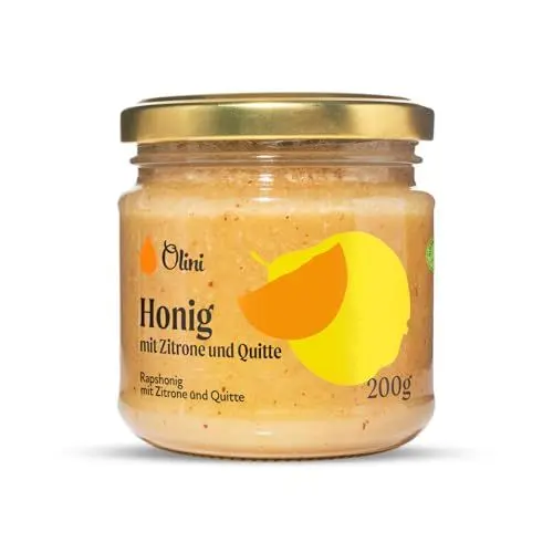 Produktbild: Olini Rapshonig mit Zitrone und Quitte 200 g Frischegarantie 100% natürliches für Kinder mit hoher Konzentration an Proteinmineralien und natürlichen Säuren Direkt vom Hersteller aus Ölmühle