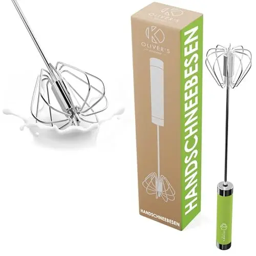 Produktbild: Oliver's Kitchen® Hand-Quirl - Automatischer Schneebesen - Müheloses Mixen, Schlagen, Aufschäumen, Rühren von Eiern, Butter, Sahne, Kaffee, Cocktails-| Keine Batterien - Platzsparend