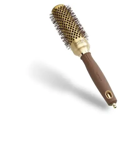 Produktbild: Olivia Garden Expert Blowout Shine – Gold & Braun - 35 - Runde, antistatische Keramikbürste für glänzende und frizzfreie Blowouts
