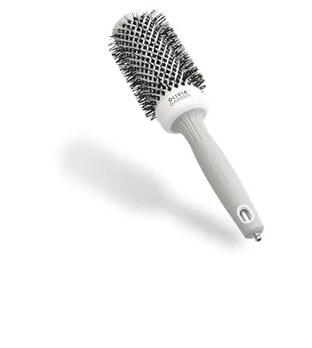 Produktbild: Olivia Garden Expert Blowout Shine – Weiß & Grau - 45 - Runde, antistatische Keramikbürste für glänzende und frizzfreie Blowouts