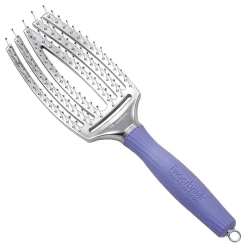 Produktbild: Olivia Garden Fingerbrush Care Iconic - Medium - Schwarz - Nylonborsten Haarbürste für sanftes Entwirren & gesundes Haar