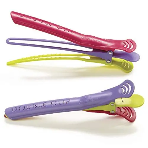 Produktbild: Olivia Garden Haarclips Double-Clips (Abteilklammern), Doppel-Haarklammern mit 2 Öffnungen zum Festklemmen und Abteilen mehrerer Haarpartien, 2 Stück à 14 cm
