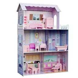 Produktbild: Olivias Kleiner Weltriesenpuppenhaus, großes Holzpuppenhaus mit Möbeln und Accessoires, 3 -stöckiges Puppenhaus für Kinder, Puppenhaus für 12 