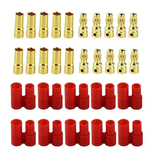 Produktbild: OliYin 10 Sets Männlich Weiblich HXT 3,5mm Gold Bananenstecker Stecker mit Gehäuse Sets für Lipo Batterie/ESC/Multicopter