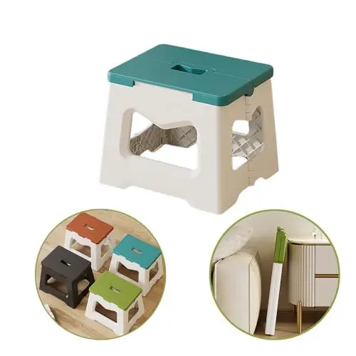 Produktbild: Ollimy Tritthocker Kinder, Anti-Rutsch Kinderfußbank, Klapphocker faltbar, Badhocker Bad-Hocker, Kinder Badezimmer Bad hocker, Klapptritt für Home, Küche und Garten Reise (19cm Hoch - Blau)