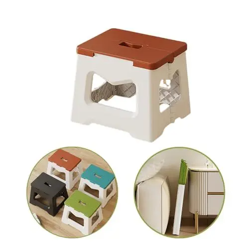 Produktbild: Ollimy Tritthocker Kinder, Anti-Rutsch Kinderfußbank, Klapphocker faltbar, Badhocker Bad-Hocker, Kinder Badezimmer Bad hocker, Klapptritt für Home, Küche und Garten Reise (19cm Hoch - Rot)
