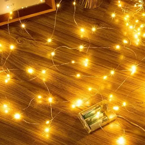 Produktbild: Ollny 5M LED Lichterkette Batterie, 50er LED Lichterkette innen Kupferdraht IP44 wasserdicht, led lichterkette mit batterie für DIY Schlafzimmer Party Garten Hochzeit Deko