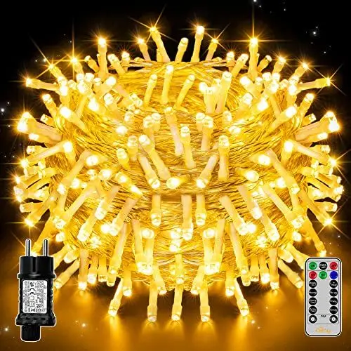 Produktbild: Ollny LED Lichterkette außen 20m 200LED, Lichterketten Strombetrieben mit Fernbedienung und Timer, 8 Modi IP44 Wasserdicht Warmweiß für aussen und innen Garten Hochzeit Party