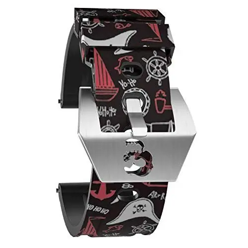 Produktbild: OLLREAR Unisex Silikon Uhrenarmbänder Gebürstete Edelstahl Silber Schnalle mit Panerai 24mm Rot