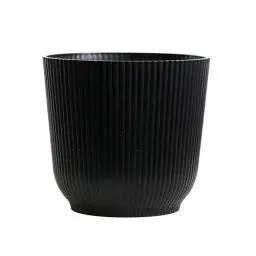 Produktbild: Olly & Rose Oxford Blumentopf, 22 cm, groß, Schwarz Pflanztopf, für Innen- und Außenbereich, Blumentopf für Garten und Haus Ubertopf