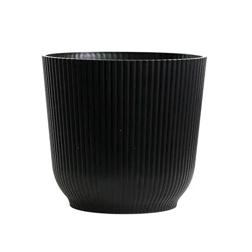Produktbild: Olly & Rose Oxford Blumentopf, 22 cm, groß, Schwarz Pflanztopf, für Innen- und Außenbereich, Blumentopf für Garten und Haus Ubertopf