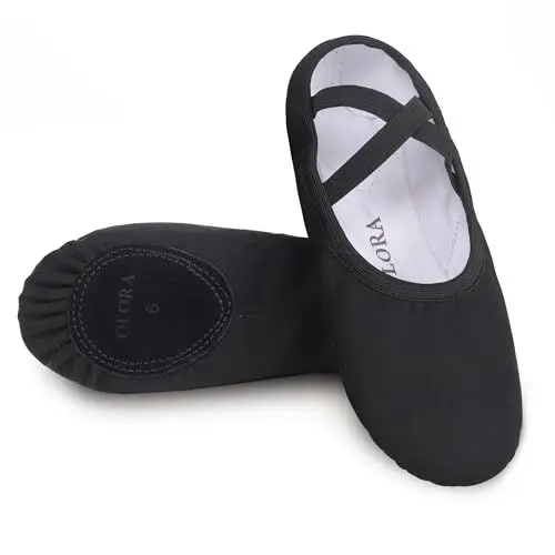 Produktbild: OLORA Ballettschuhe Damen Gymnastikschuhe Ballettschläppchen Ballerinas Tanzschuhe Flach für Erwachsene-Schwarz 36 EU