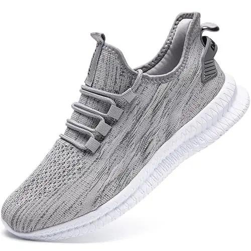 Produktbild: Oltyutc Herren Schuhe Sneaker Turnschuhe Laufschuhe Sneaker Sport Schuhe Leichtgewichts Jogging Freizeit Bequeme Atmungsaktive Walkingschuhe Gym Schuhe Grau Herren EU 43