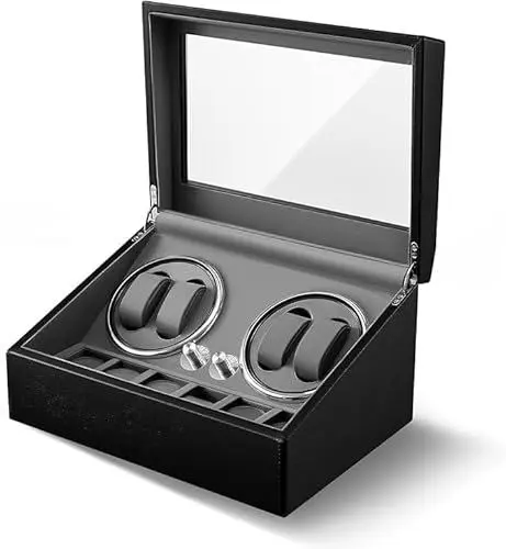 Produktbild: Olvy Uhrenbeweger für 4 Uhren, Watchwinder Box, Extrem Leiser Mabuchi Motor, Flexiblem Uhrenkissen, Watch Winder