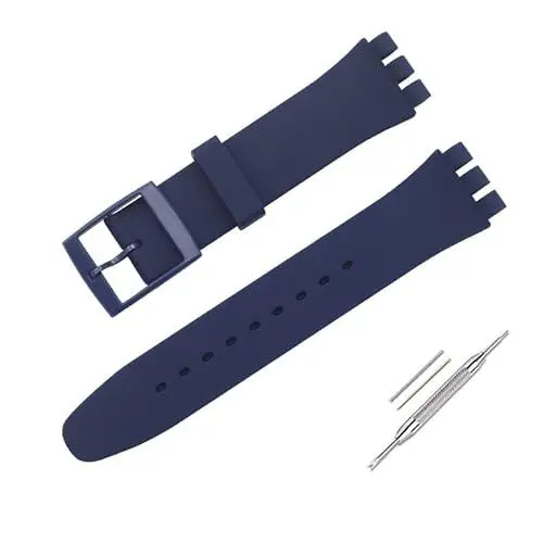 Produktbild: OLXIYOC Uhrenarmband für Swatch, Silikon wasserdicht Uhrenarmband (17mm, Navy Blue)
