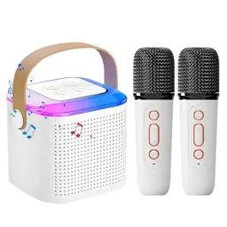 Produktbild: Olycism Karaoke Maschine Kinder mit 2 Mikrofonen Mini Bluetooth Karaoke Lautsprecher Karaoke Anlage und LED-Lichtern Heimparty Geschenk für Brithday Weihnachten Spielzeug für Mädchen und Jungen