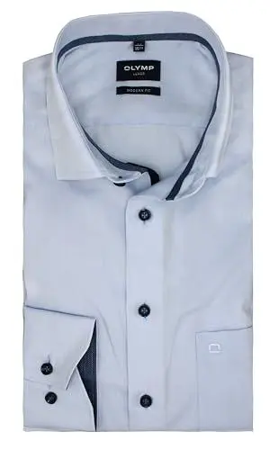 Produktbild: OLYMP Herren Businesshemd Langarm Luxor,Chambray,modern fit,Global Kent,bleu 11,45