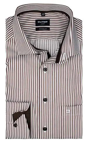 Produktbild: OLYMP Herren Businesshemd Langarm Luxor,Römer Streifen,modern fit,Global Kent,braun 28,44