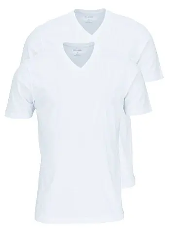 Produktbild: OLYMP Herren T-Shirt Doppelpack V-Ausschnitt- Weiß, XXL