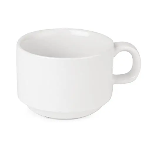 Produktbild: Olympia Athena Stapelbecher, 200 ml/7 oz (24 Stück), weißes Porzellan, Teetassen und Kaffeetassen, splitterfest, passend für Untertasse CC202, mikrowellen-/spülmaschinenfest, CC200