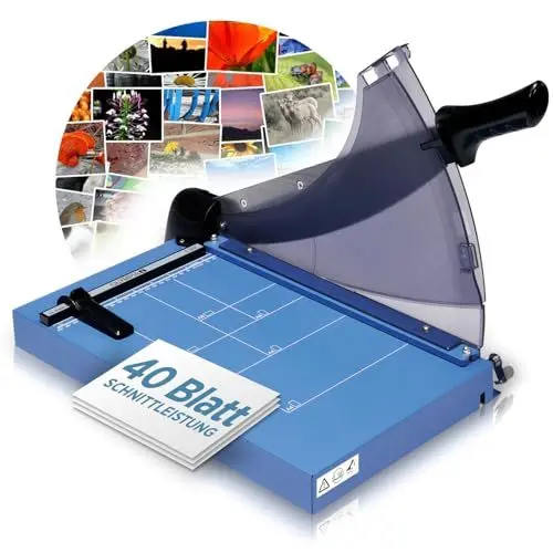 Produktbild: Olympia G 3640 Premium Hebelschneider | hochwertiger Papierschneider A4 bis zu 40 Blatt | 360 mm Arbeitsbreite | Fingerschutz & automatische Fixierung | Papierschneidemaschine | Schneidegerät | blau