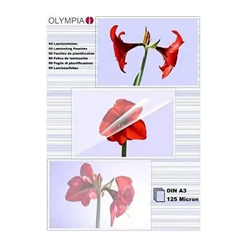 Produktbild: Olympia Laminierfolien DIN A3, 125 Mikron, glänzend, 50 Stück, 9175