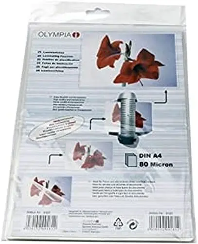 Produktbild: Olympia Laminierfolien DIN A4, 80 Mikron, glänzend, 25 Stück, 9181