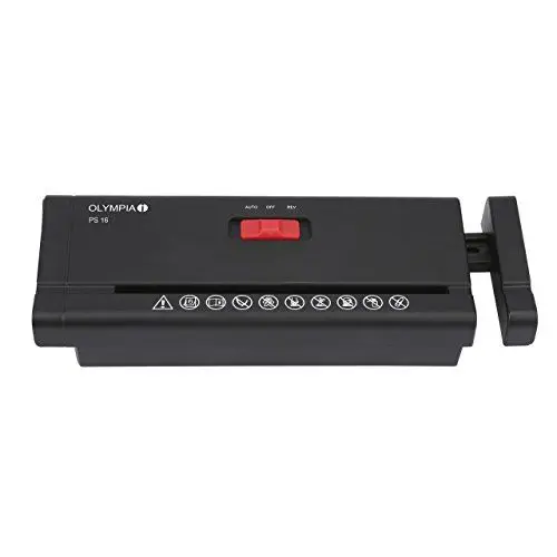 Produktbild: Olympia PS 16 Aufsatzaktenvernichter | Streifenschnitt | Sicherheitsstufe P2 | Bis zu 6-Blätter gleichzeitig | 28-34 cm Papierkorb kompatibel | Überhitzungsschutz | 220 mm Eingabebreite | Schwarz