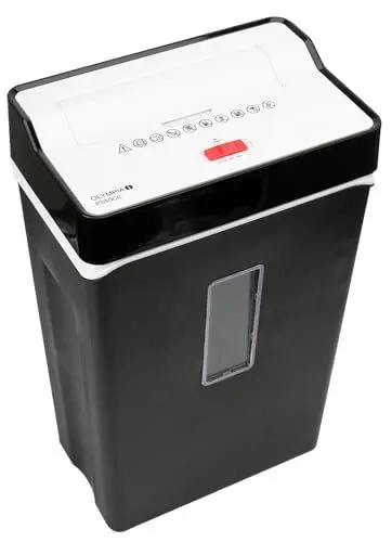 Produktbild: Olympia PS 55 CC Profi Aktenvernichter (mit Partikelschnitt, Sicherheitsstufe P4, Kreditkarte, 10 Blätter 80 g/m², Papierschredder fürs Büro, Papiervernichter, Reißwolf mit Papierkorb, Sichtfenster)