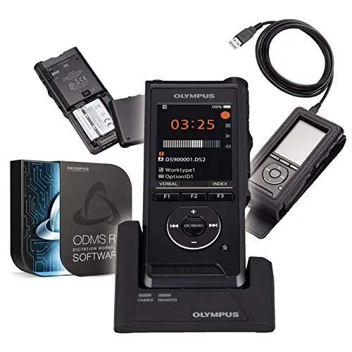 Produktbild: Olympus DS-9000 |Professionelles Diktiergerät mit Diktatmanagementsoftware ODMS| PIN | Verschlüsselung | 2 integr. Mikrofone | USB | Integr. Schiebeschalter | Dockingstation