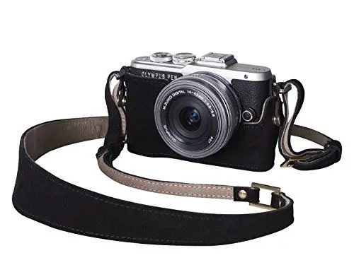 Produktbild: Olympus Kamera-Outfit (Hülle und Wildleder Schulterriemen) 'Hei Coffee'