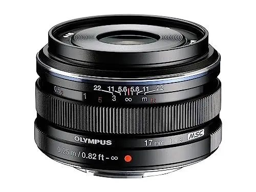 Produktbild: Olympus M.Zuiko Digital 17mm F1.8 Objektiv, lichtstarke Festbrennweite, geeignet für alle MFT-Kameras (Olympus OM-D & PEN Modelle, Panasonic G-Serie), schwarz