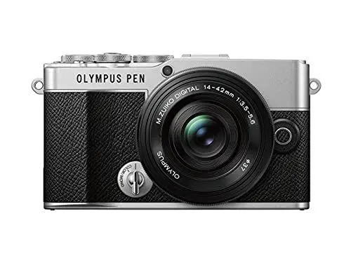 Produktbild: Olympus Pen E-P7 Kamera-Kit, 20-MP-Sensor, neigbarer HD LCD-Bildschirm, 4K-Video, Wi-Fi, Farb- und Monochromprofilsteuerung, Silber, inkl. M.Zuiko Digital ED 14-42mm EZ, schwarz