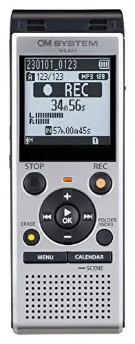 Produktbild: OM SYSTEM WS-882 hochwertiger digitaler Voice Recorder mit Stereomikrofonen, 6 Aufnahmemodi, Direkt-USB, eingebautem Ständer, 4 GB interner Speicher, Silber