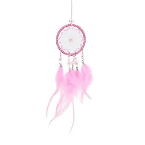 Produktbild: Omabeta Traumfänger , schöne Symbole , rosa Feder , viel Glück , Traumfänger , Wanddekoration , geheimnisvoller Segen für Auto , Schlafzimmer , Party