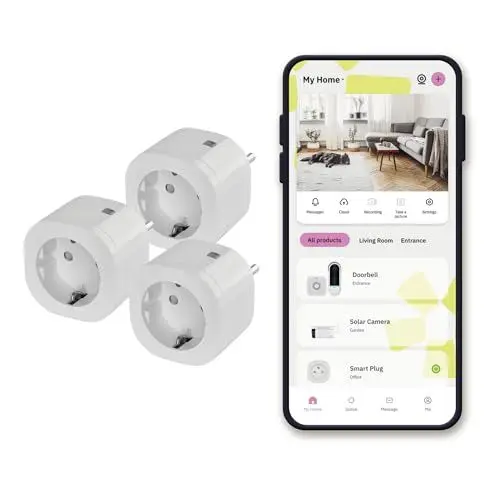 Produktbild: OMAJIN by Netatmo, 3er Pack Smarte Steckdosenzeitschaltuhr, Energieüberwachung, Fernbedienung, Stromzähler, verzögertem Ausschalten, energiesparend, Wifi 2.4Ghz/Bluetooth, 16 A/3 680 W, OBU-3SP-SK