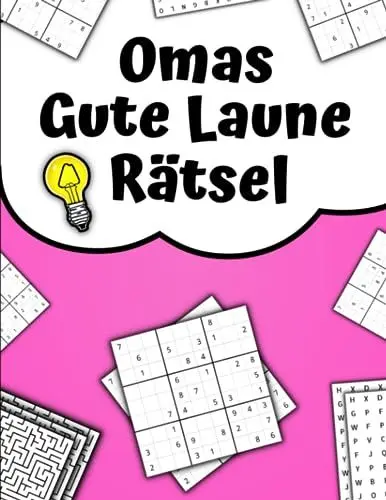 Produktbild: Omas Gute Laune Rätsel: Rätselbuch in großer Schrift, inkl. Wortsuchrätsel, Sudoku und vielem mehr (Geschenk für Oma)
