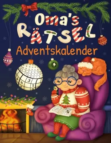 Produktbild: Oma's Rätsel Adventskalender: Senioren Adventskalender für Oma mit 72 Rätseln in großer Schrift inkl. Sudoku, Kreuzwort- & Wortsuchrätseln