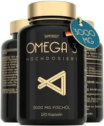Produktbild: Omega 3 Kapseln Hochdosiert 3000mg - Premium Fischöl 120 Kapseln - Dreifache Wirkung - Hoher DHA & EPA Gehalt - Reines Omega 3 Öl aus Nachhaltigem Fischfang - Laborgeprüftes Fischöl Ohne Zusätze