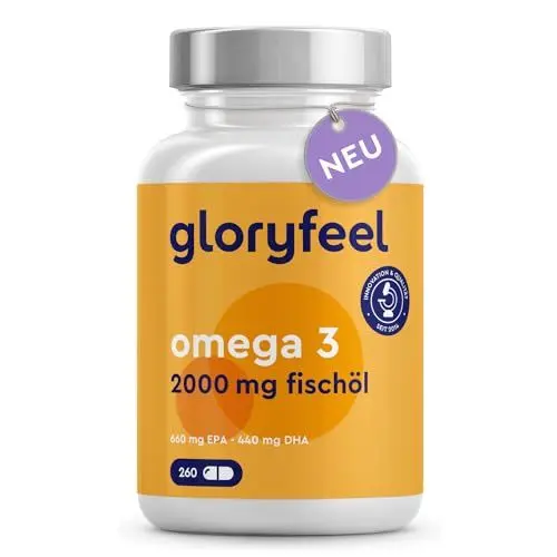 Produktbild: Omega 3 Kapseln - 2000mg Fischöl hochdosiert - Mit 660mg EPA und 440mg DHA - In Triglycerid-Form- Essentielle Omega-3 Fettsäuren - Support für Gehirn, Herz & Sehkraft* - Nachhaltiger Fischfang